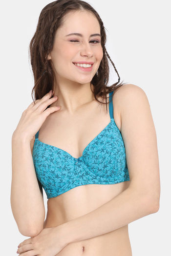 Buy Rosaline Padded Wired 3/4th Coverage T-Shirt Bra - Blue Bird